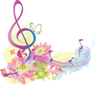 Summer music with decorative treble clef